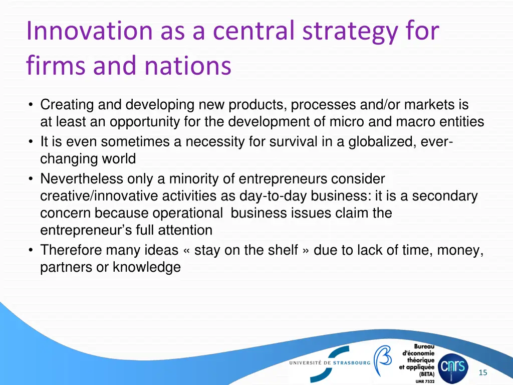 innovation as a central strategy for firms
