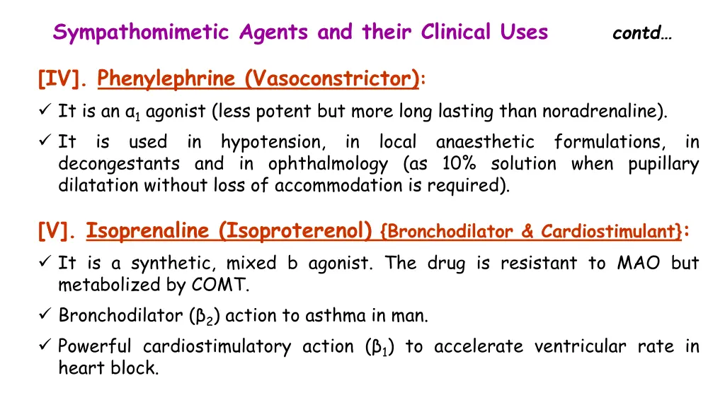 sympathomimetic agents and their clinical uses 3