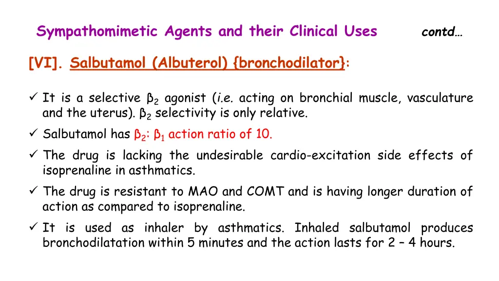 sympathomimetic agents and their clinical uses 4