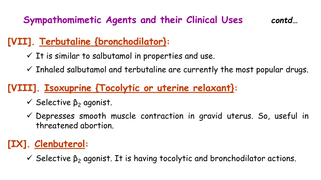 sympathomimetic agents and their clinical uses 5