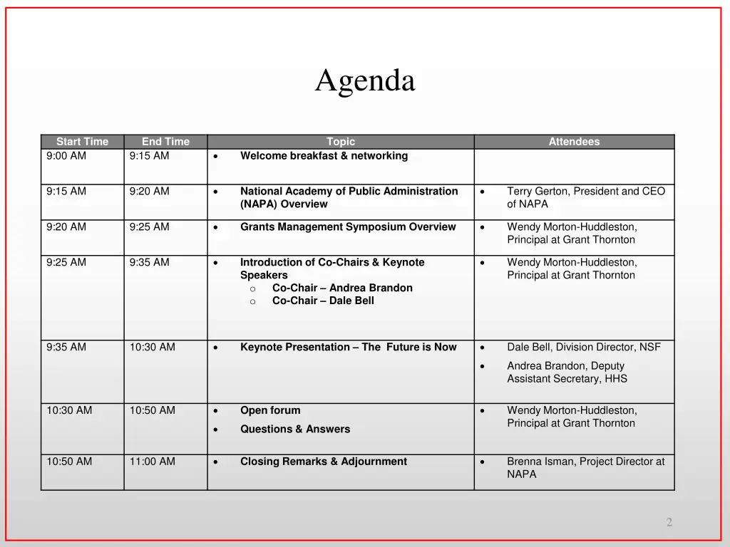 agenda