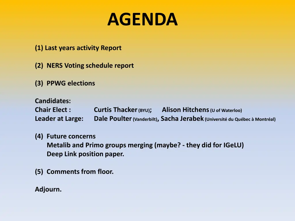 agenda