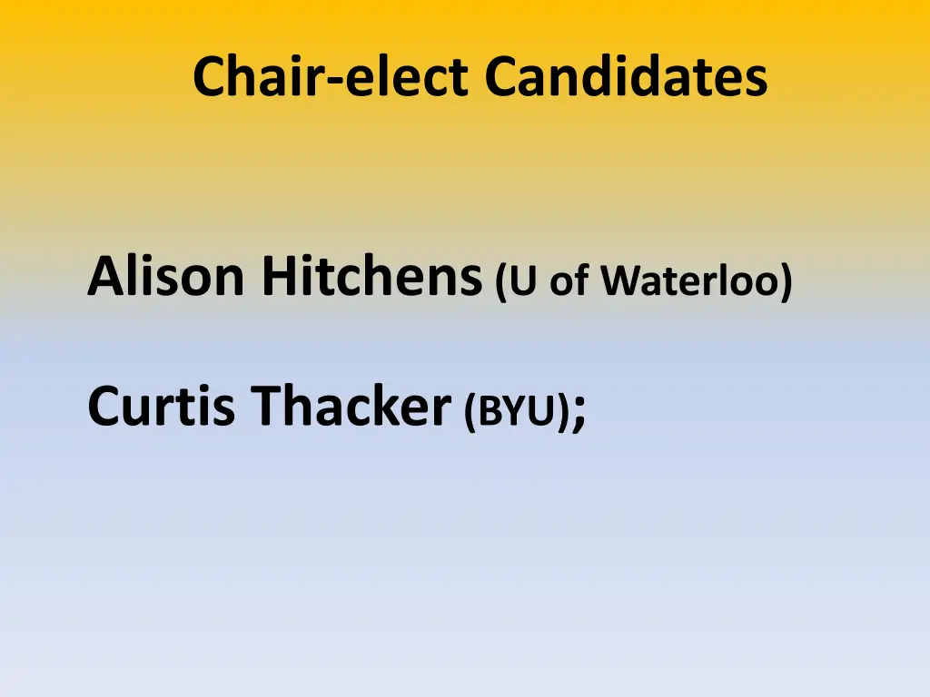 chair elect candidates