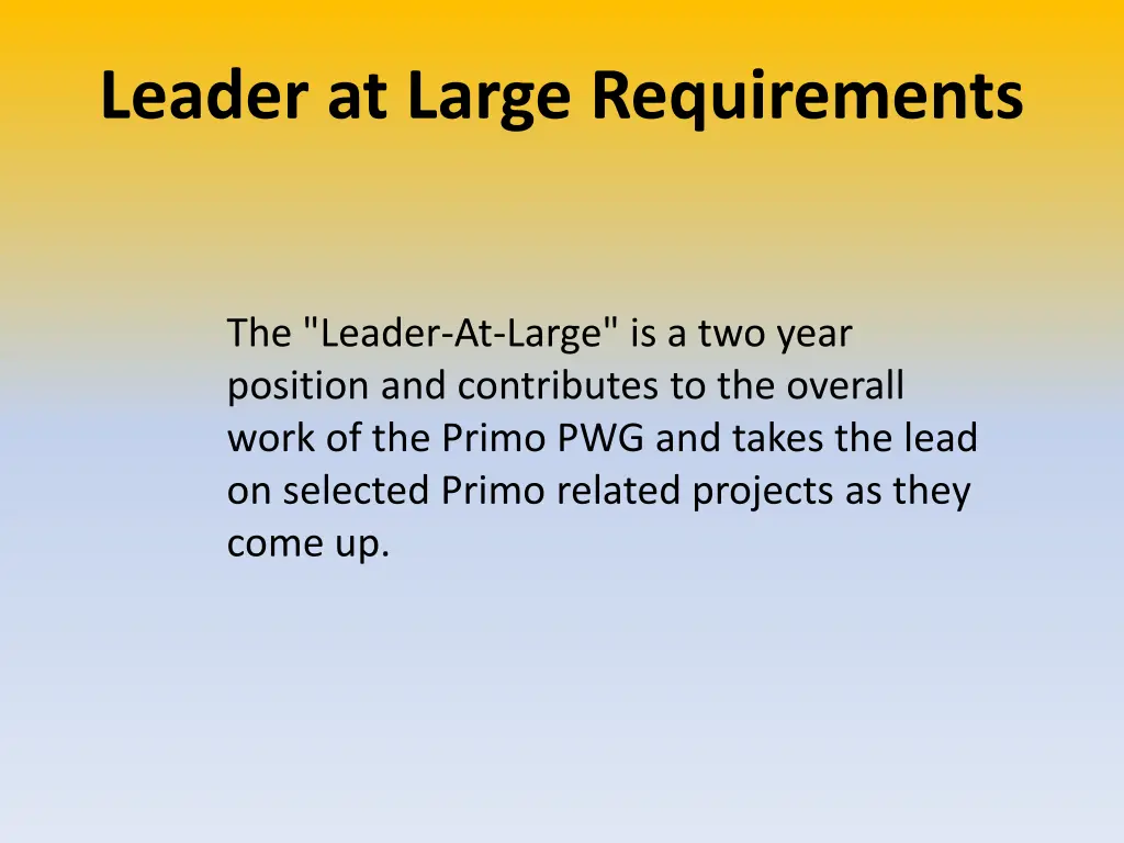 leader at large requirements