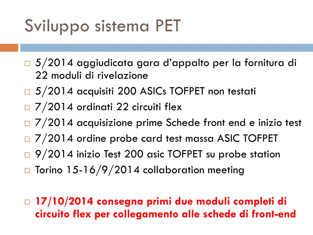 sviluppo sistema pet