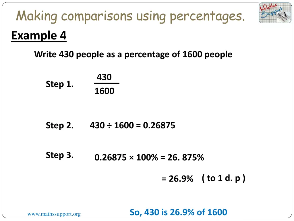 making comparisons using percentages example 4