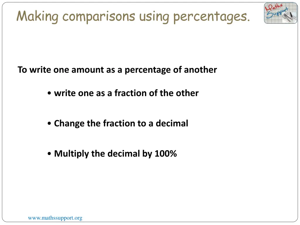 making comparisons using percentages