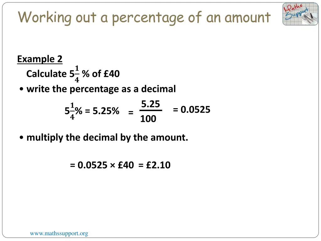 working out a percentage of an amount 1