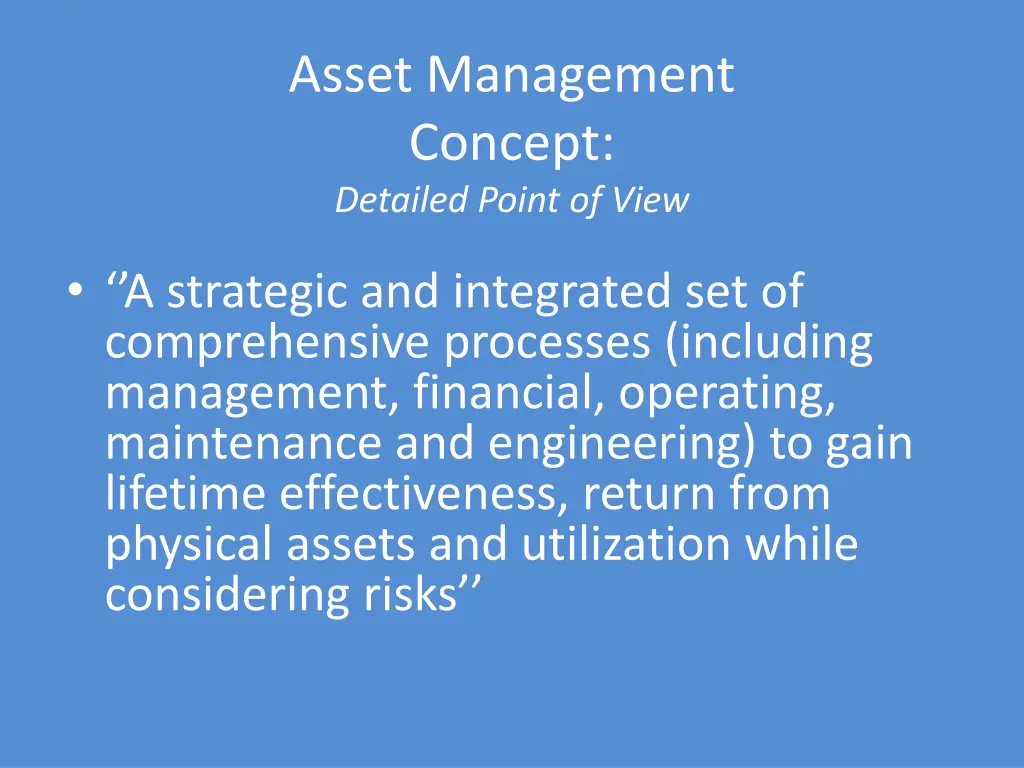 asset management concept detailed point of view