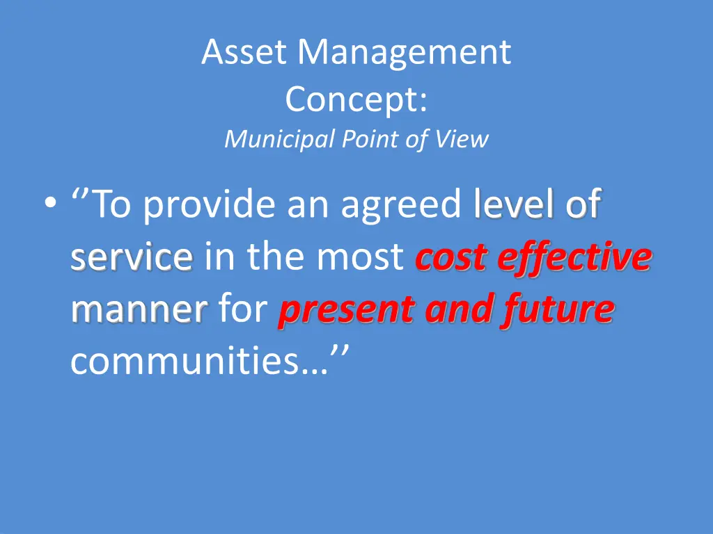 asset management concept municipal point of view