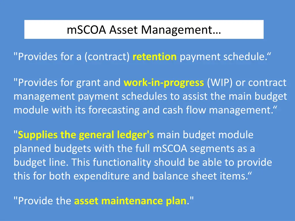 mscoa asset management