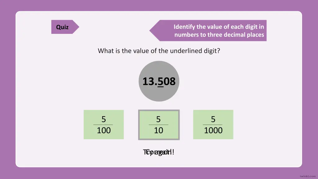 identify the value of each digit in numbers 1