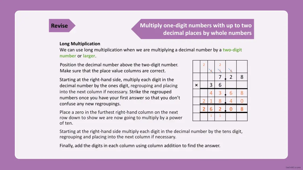 multiply one digit numbers with up to two decimal 1