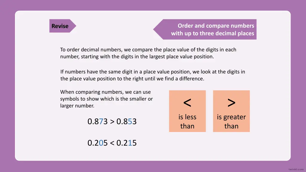 order and compare numbers with up to three