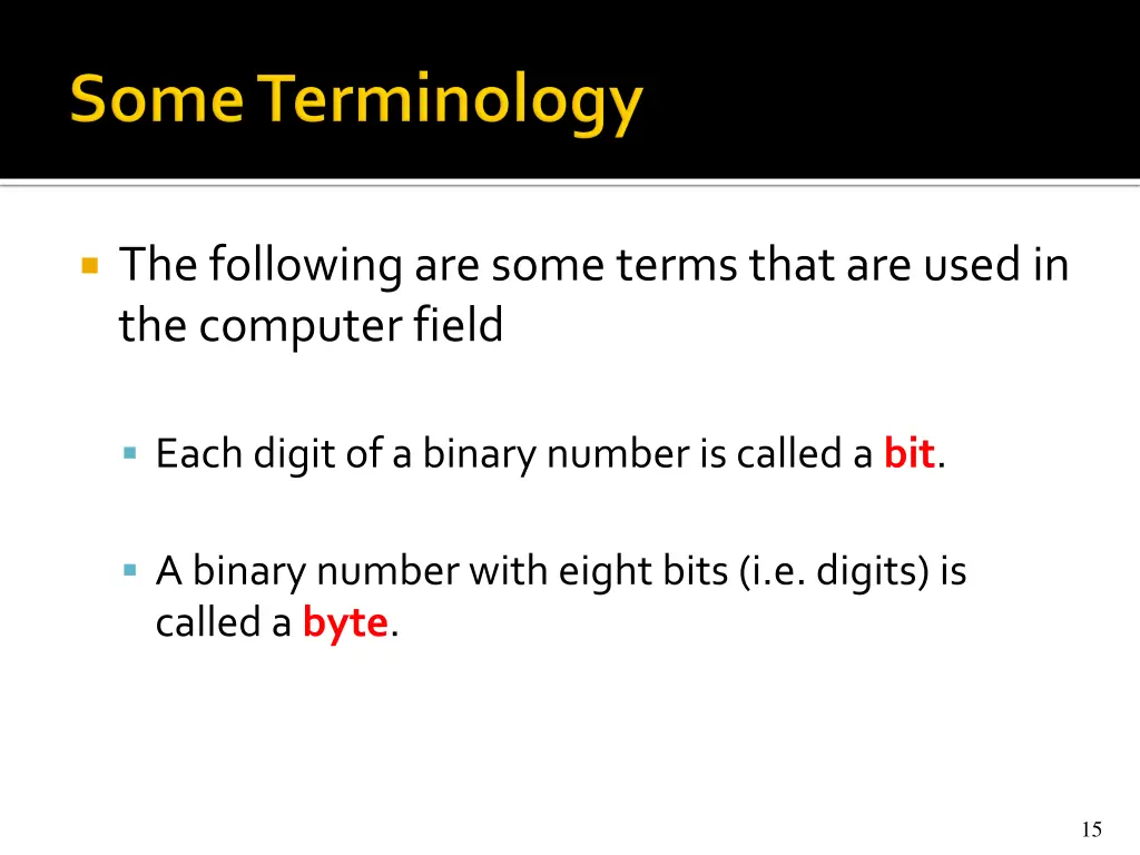 the following are some terms that are used