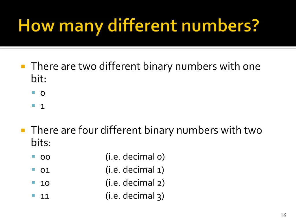 there are two different binary numbers with