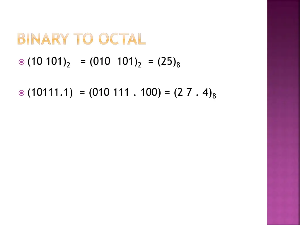 binary to octal