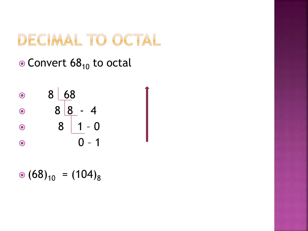 decimal to octal