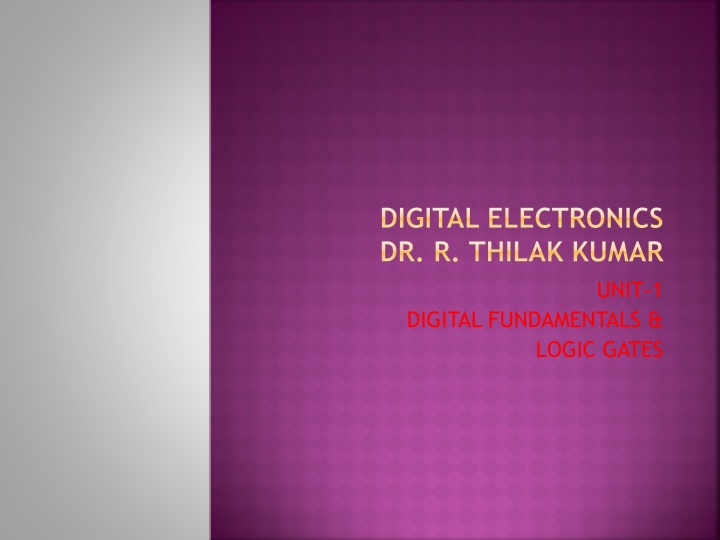 digital electronics dr r thilak kumar