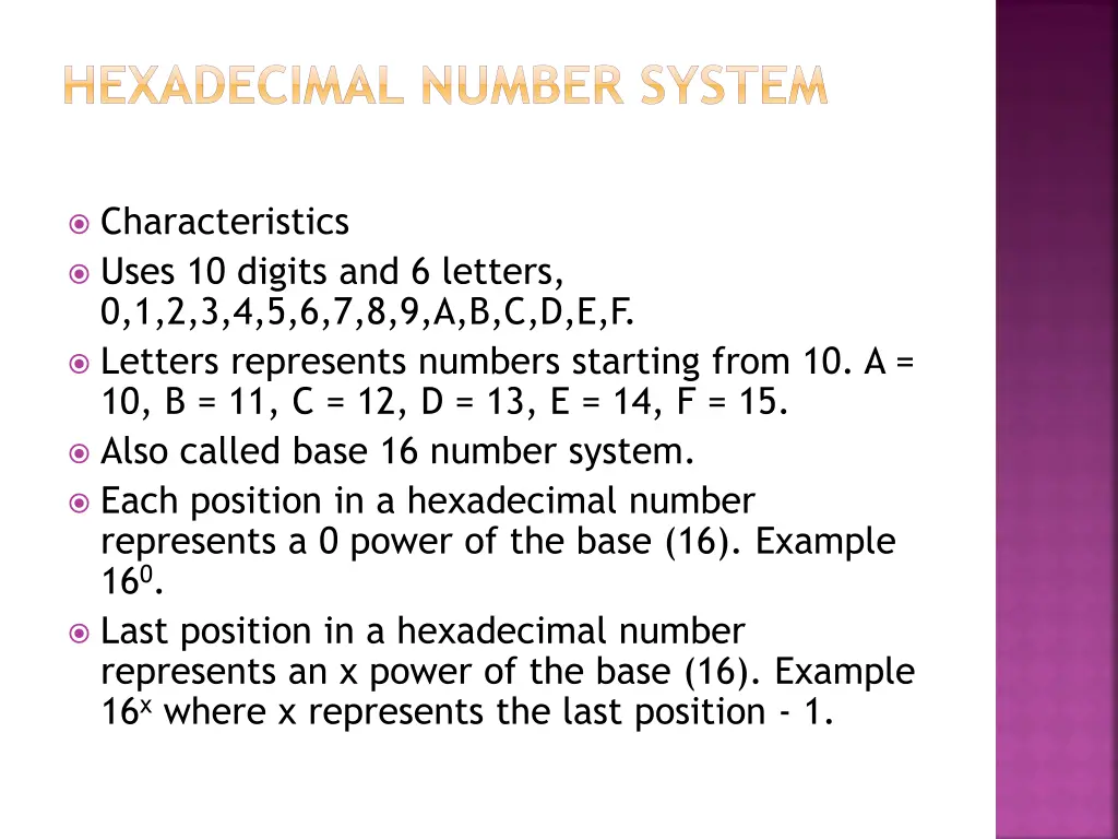 hexadecimal number system