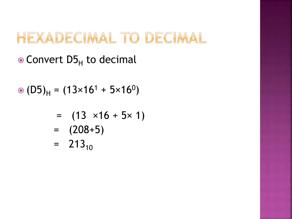 hexadecimal to decimal