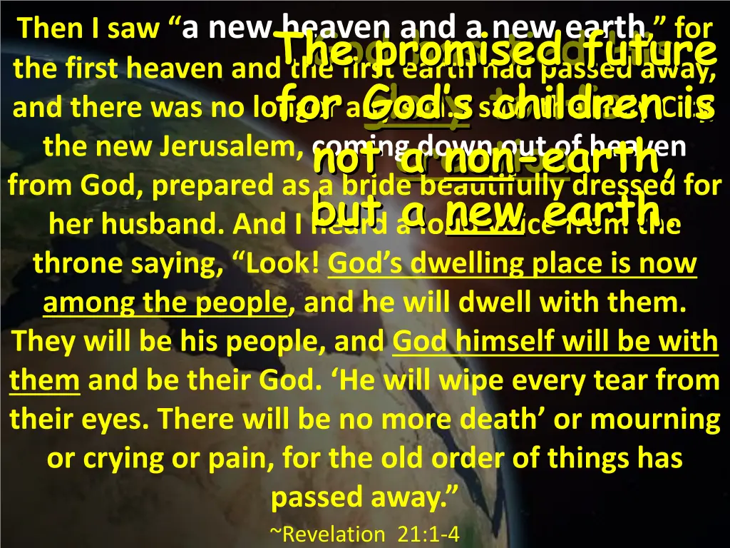 then i saw a new heaven and a new earth