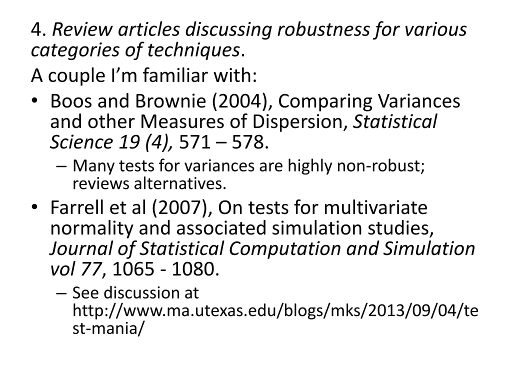 4 review articles discussing robustness
