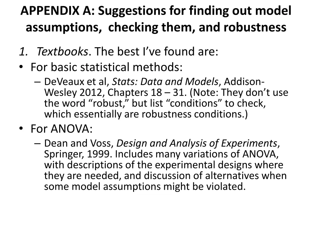 appendix a suggestions for finding out model