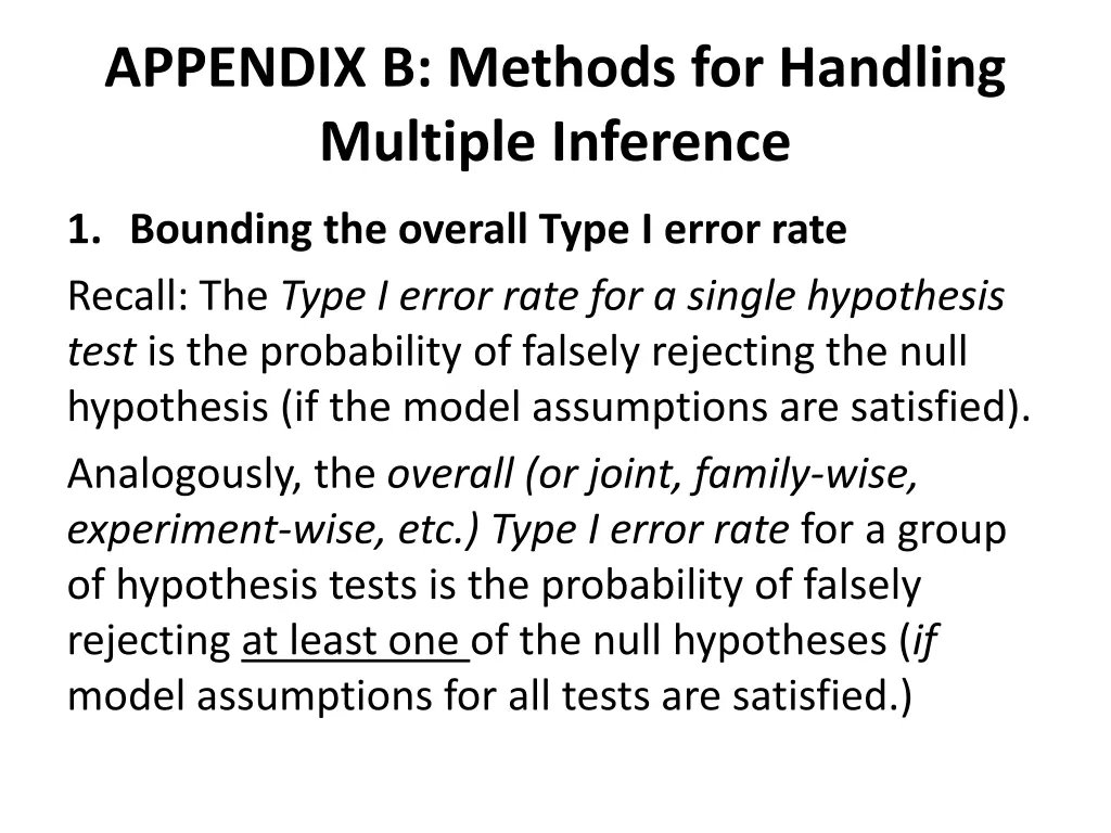 appendix b methods for handling multiple inference