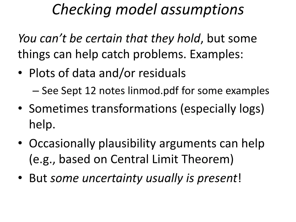 checking model assumptions