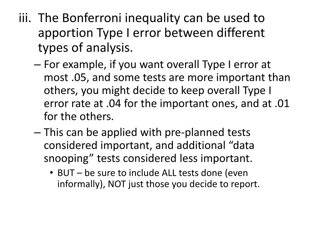 iii the bonferroni inequality can be used