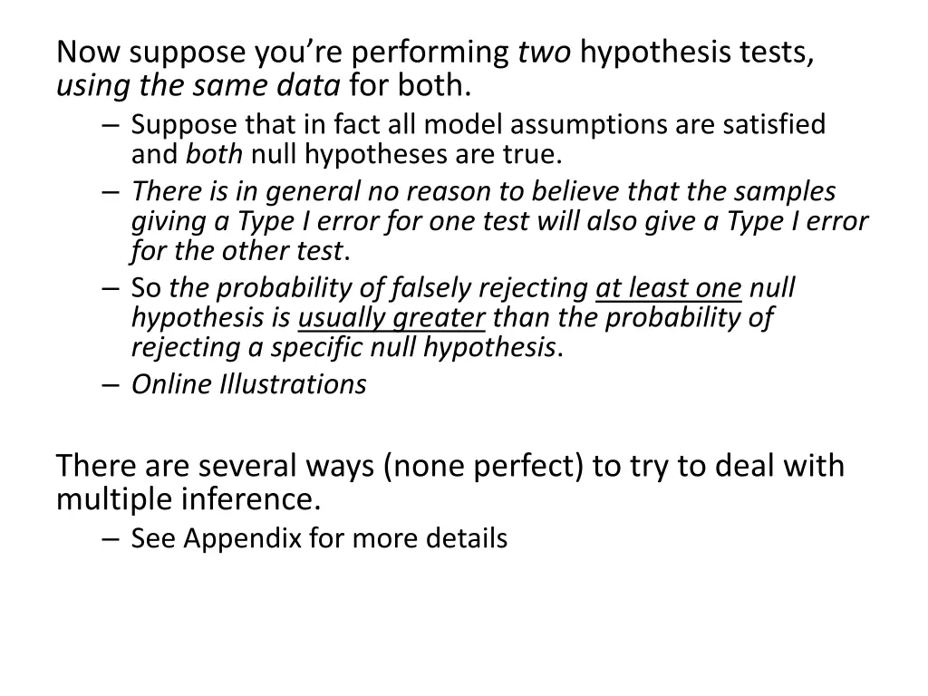 now suppose you re performing two hypothesis