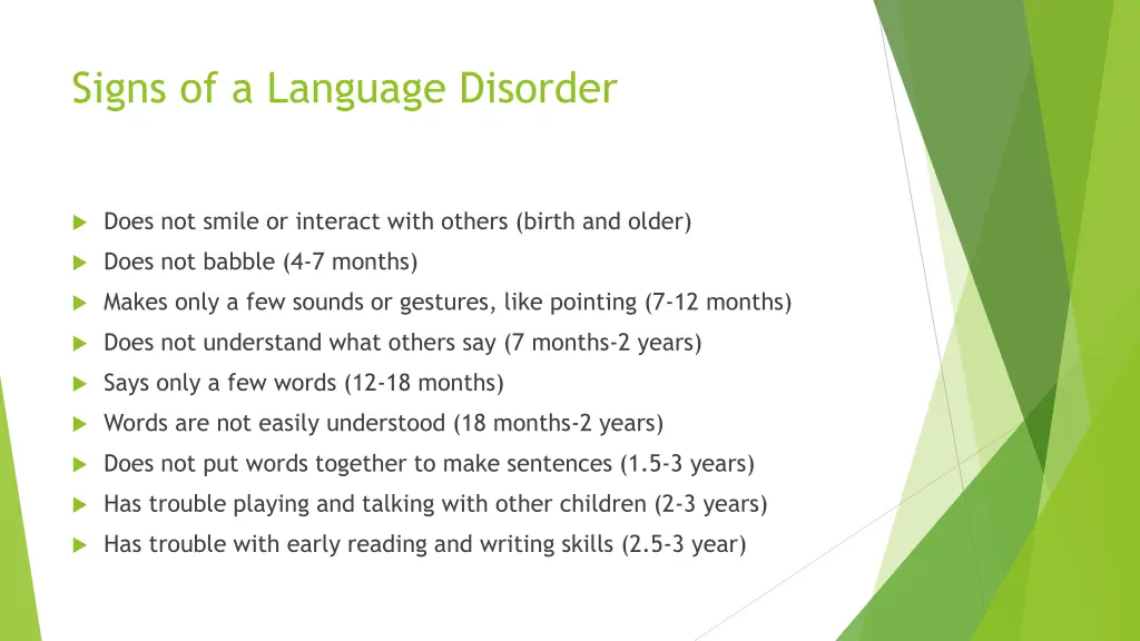 signs of a language disorder