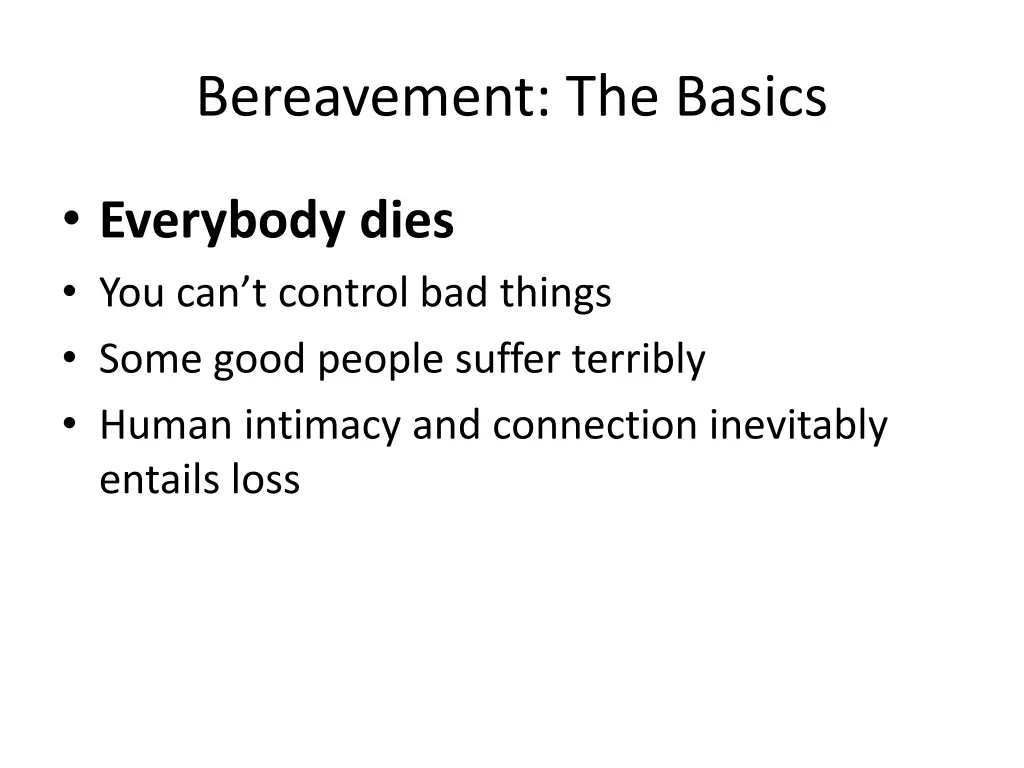 bereavement the basics