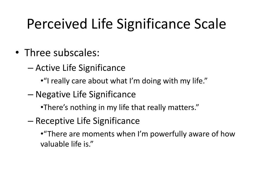 perceived life significance scale 1