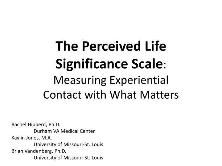 the perceived life significance scale measuring