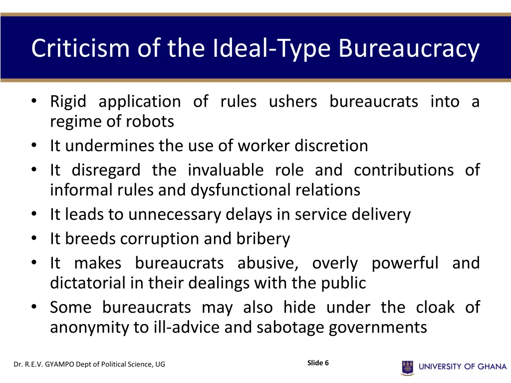criticism of the ideal type bureaucracy