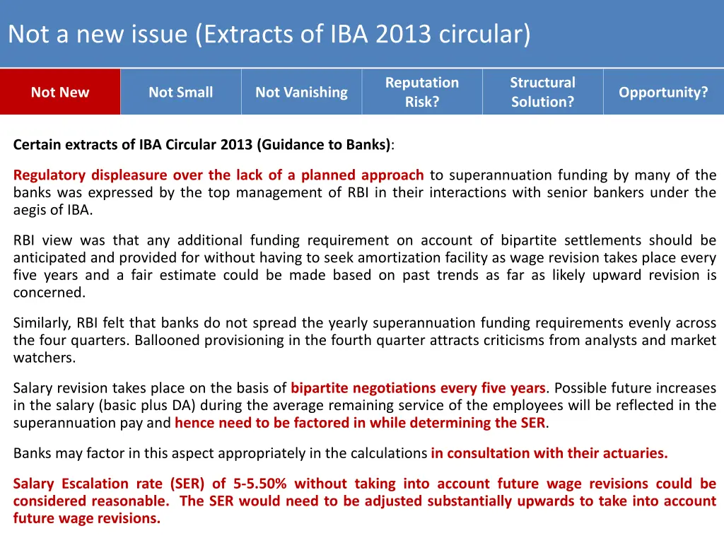 not a new issue extracts of iba 2013 circular