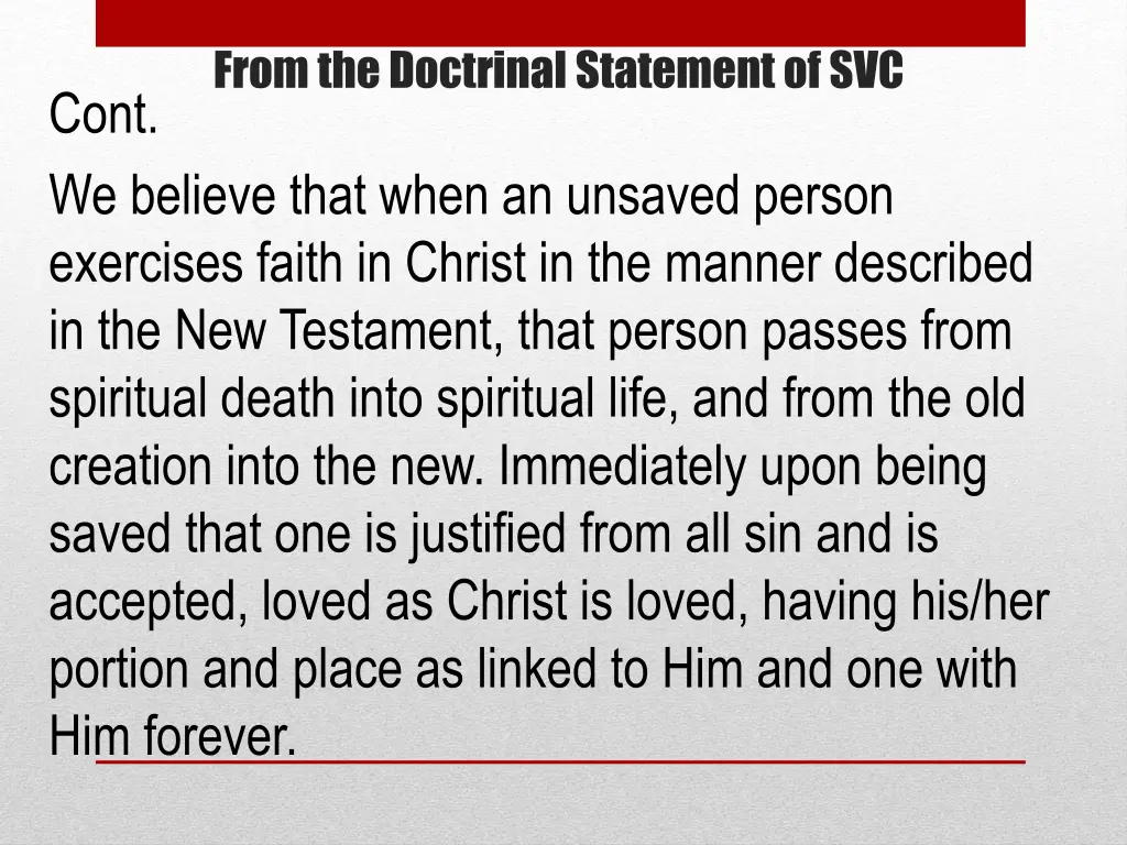 from the doctrinal statement of svc 2