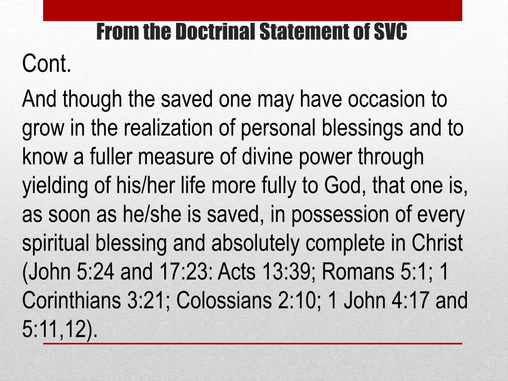 from the doctrinal statement of svc 3