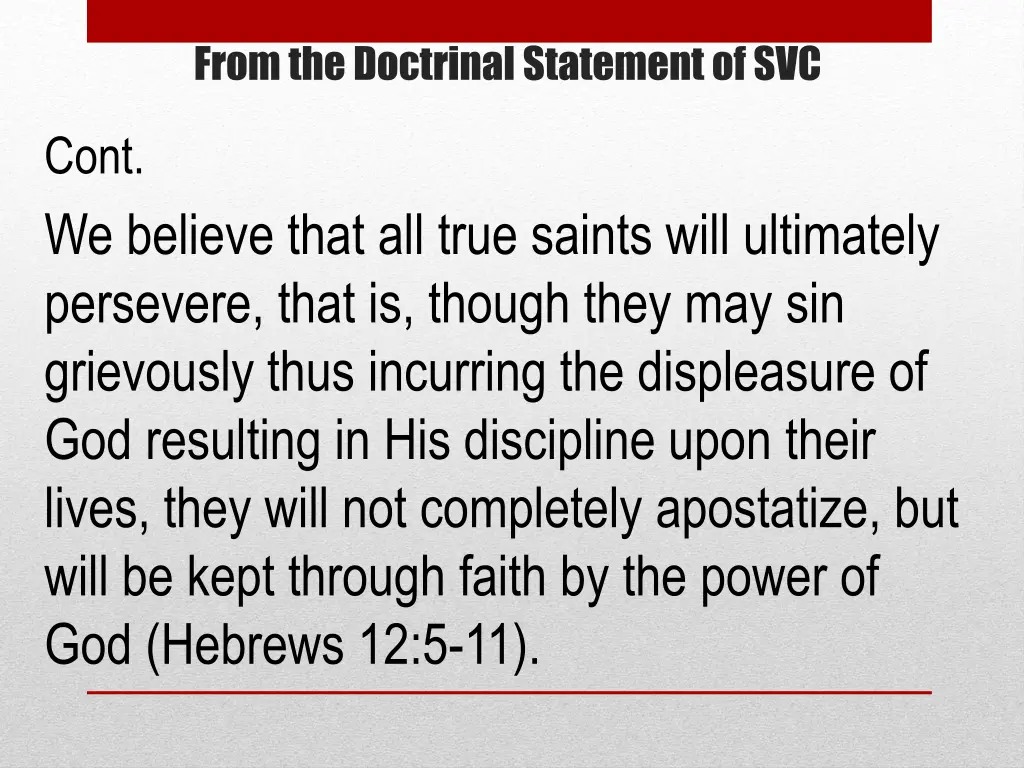 from the doctrinal statement of svc 5