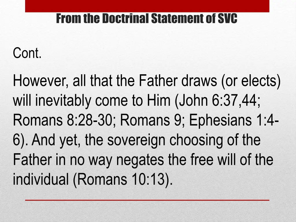from the doctrinal statement of svc