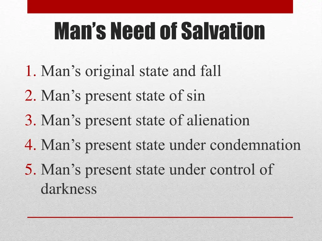 man s need of salvation