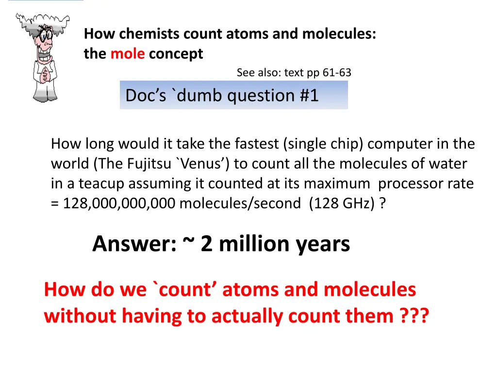 how chemists count atoms and molecules the mole