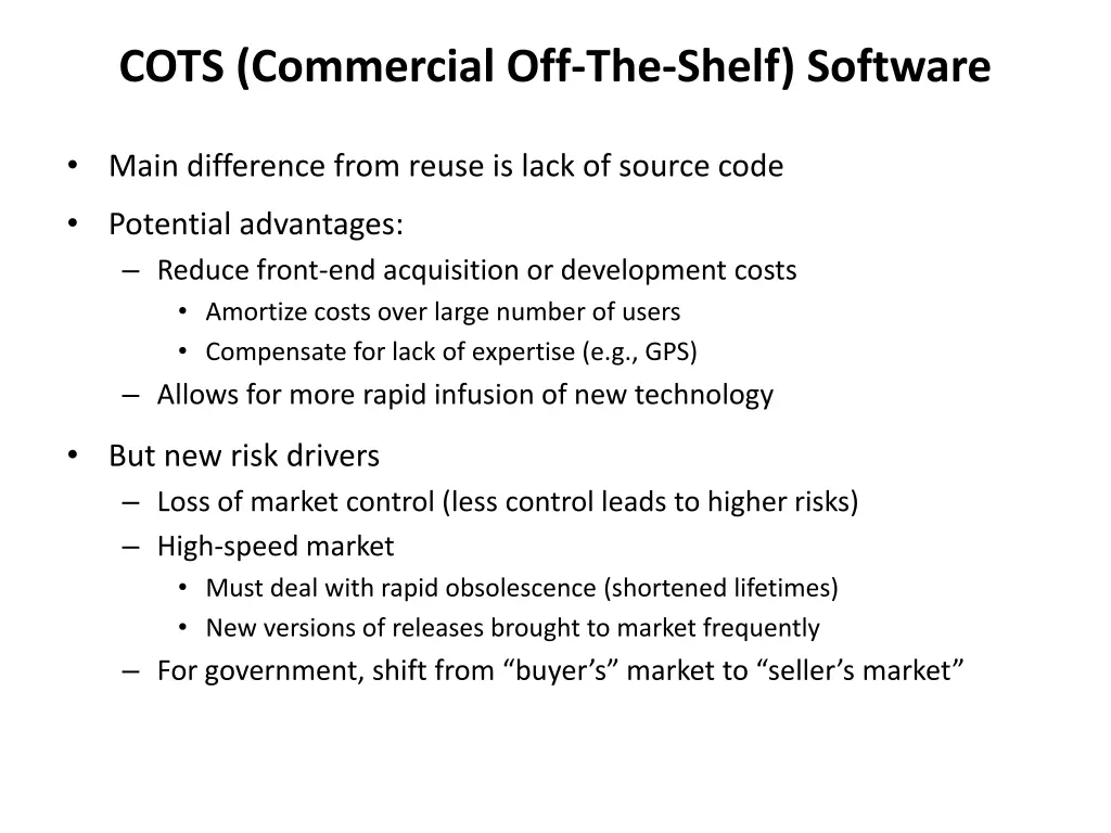 cots commercial off the shelf software