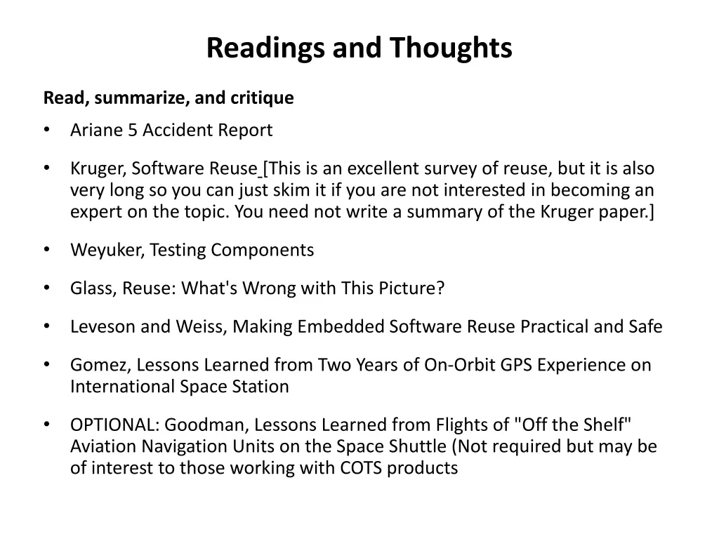 readings and thoughts