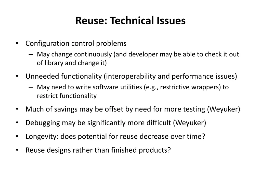 reuse technical issues