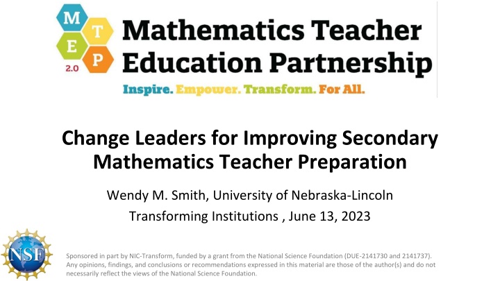 change leaders for improving secondary
