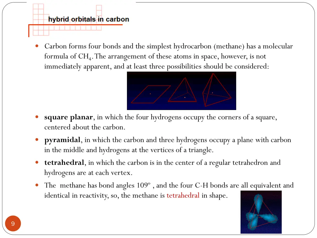 carbon forms four bonds and the simplest