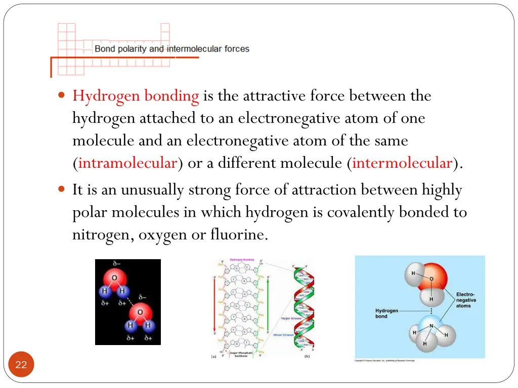 hydrogen bonding is the attractive force between
